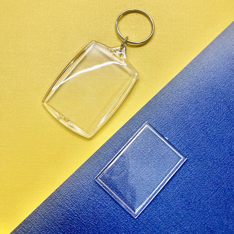 Picture of Plastic Keychain Empty Shell Blank Calligraphy Transparent Acrylic Keychain Creative Photo Frame Printable LOGO