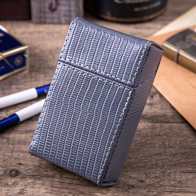 Picture of Pu Leather Flip-Top 20-Pack Thick Cigarette Box Creative Stylish Moisture-Proof Leather Men's Cigarette Box Manufacturer Wholesale
