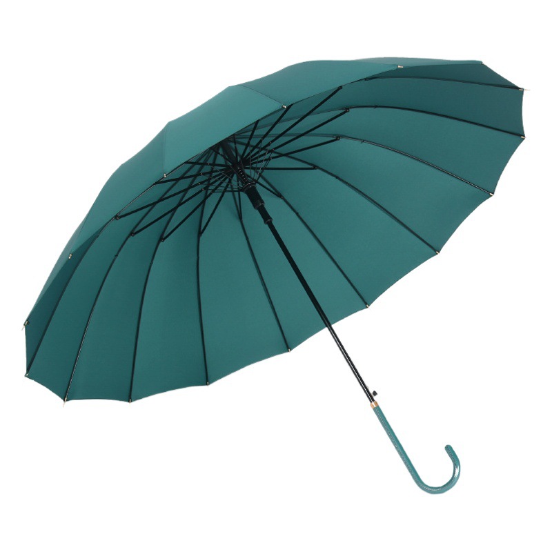 New Creative 16-Bone Curved Handle Pure Color Long-Handled Umbrella Small Fresh Wind-Resistant Long-Handled Umbrella with Logo Printed Advertising Umbrella