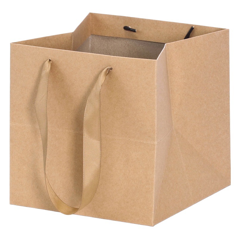Thickened Square Wide Bottom Cake Box Handbag Clothing Store Clothing Paper Bag Potted Flowers Tea Gift Bag Spot