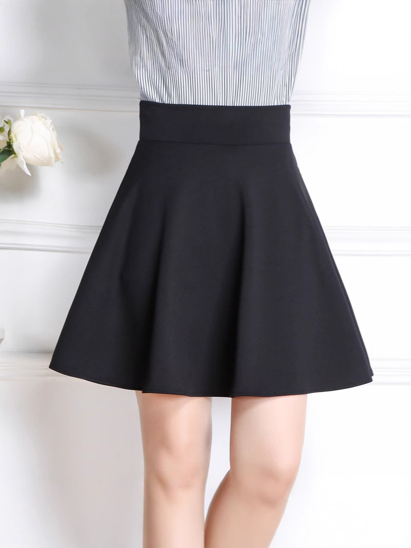Black 2024 New Spring and Summer Pleated Skirt A- word Ruffled Shaggy Suit Anti-slip Skirt Small