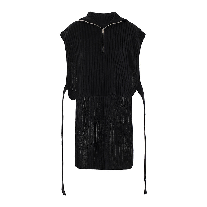 American 24 New Comfortable Irregular Knitted Striped Stacked Collar Lace Fashionable Vest for Men and Women