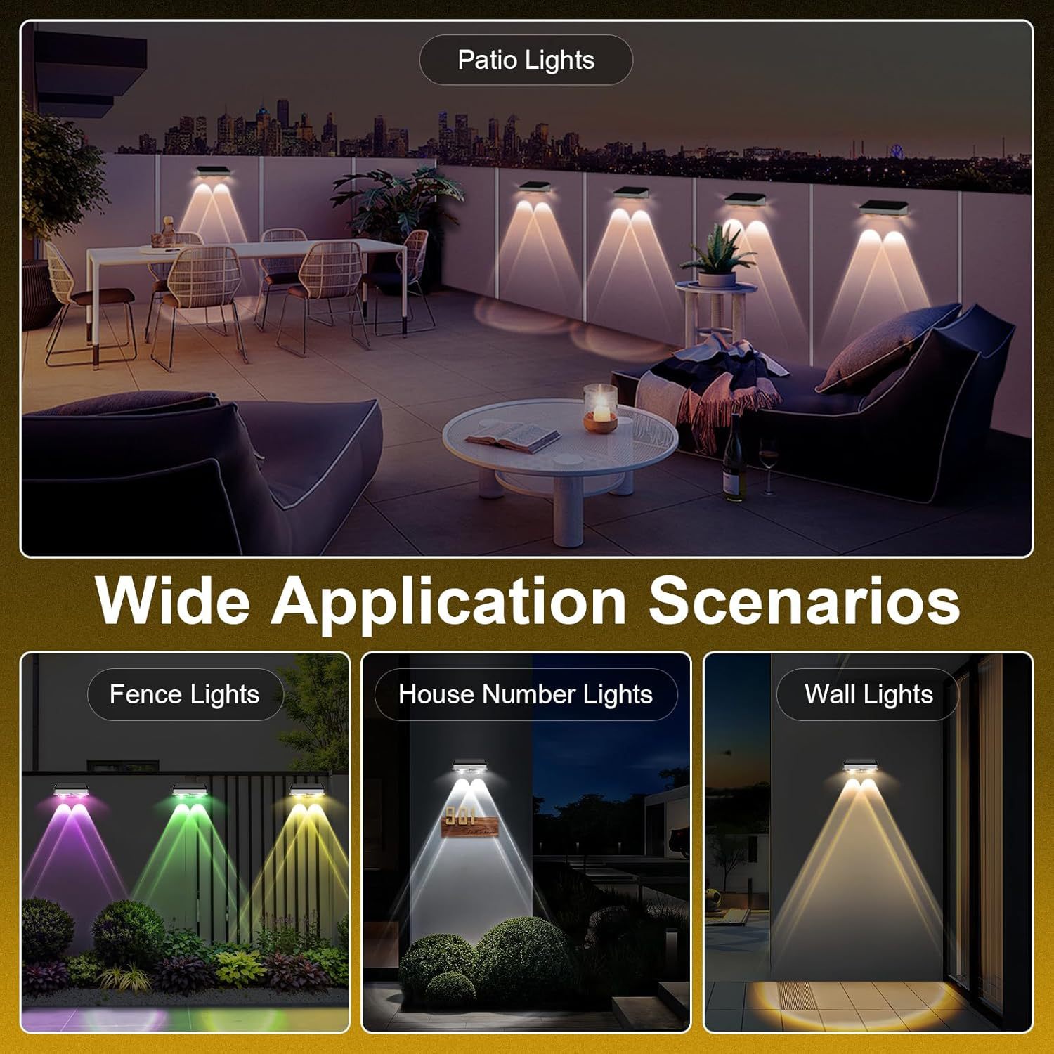 Picture of New Stainless Steel Convex Mirror Hill Wall Lamp Solar Courtyard Fence Railing Fence Atmosphere Lamp High Brightness Wall Washer Lamp