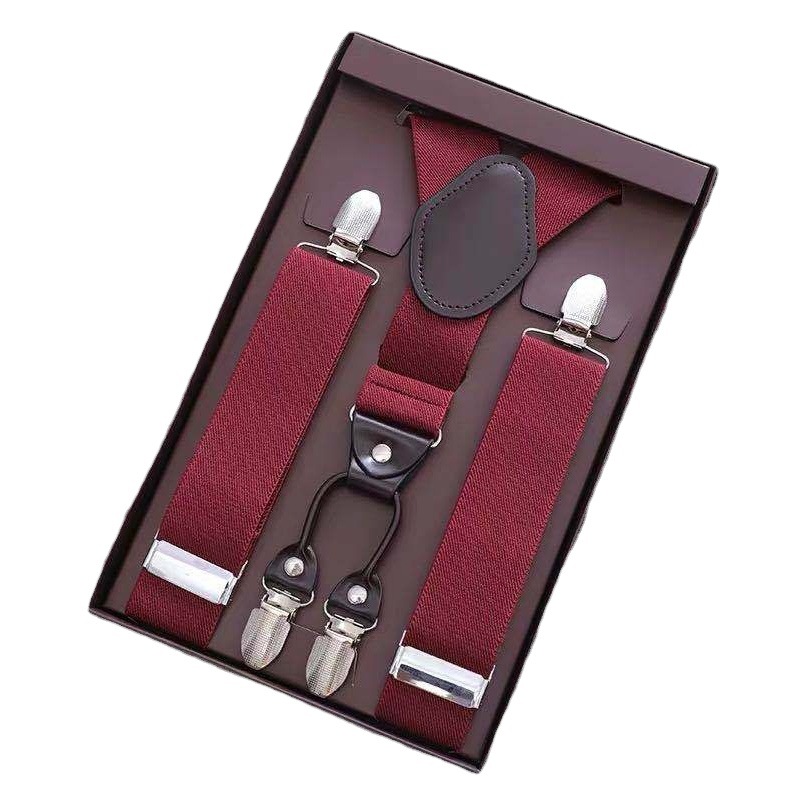 Stretch Trousers Suspender Clip Men's Activity Suspender Custom Gift Box School Uniform Four-Clip Trousers Adult Suspender Belt