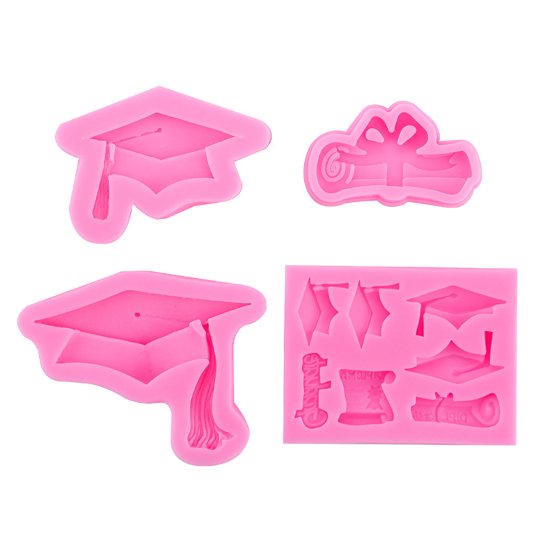 Picture of Doctor's Cap Master's Cap Graduation Certificate Parchment Roll Silicone Mold Graduation Cake Decoration Accessories Fondant Chocolate