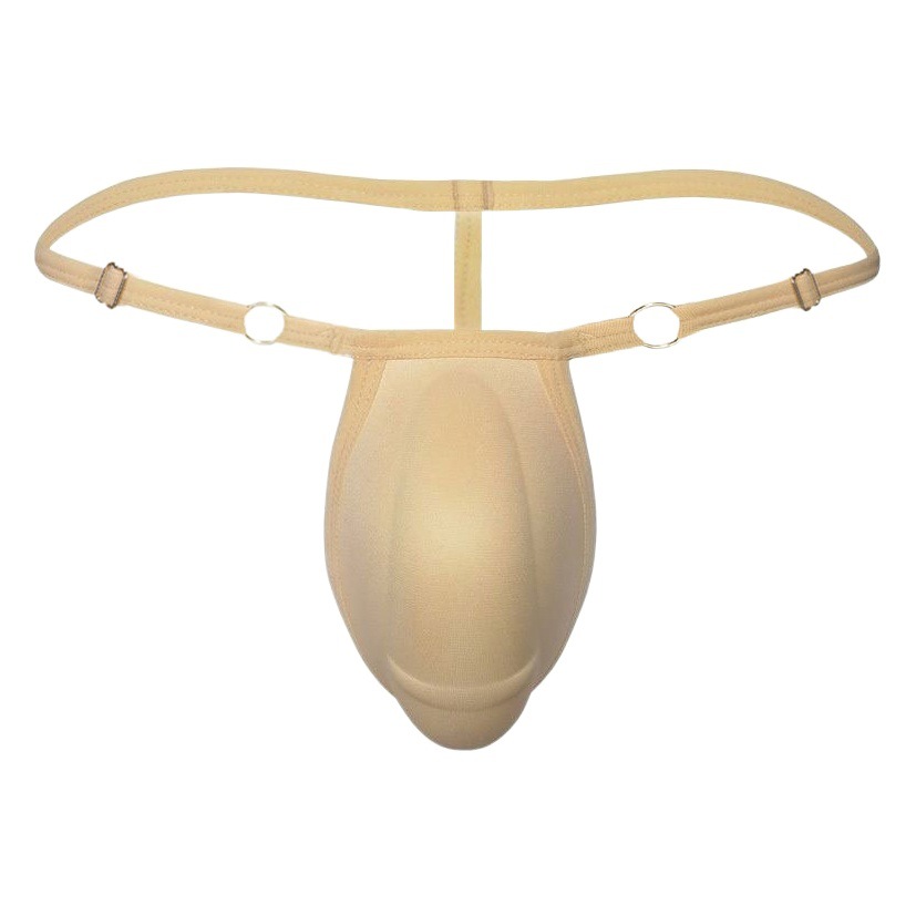 Men's 3D realistic sponge Cup underwear large shaping sexy low waist adjustable thong plus size