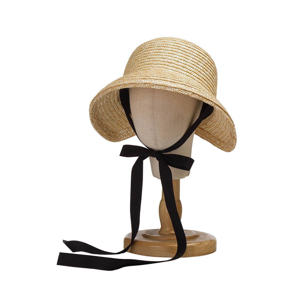Spring and Summer New Children's Hand-Woven Wide Brim with Strap Straw Grass Lori Hat Outdoor Travel Sunshade Straw Hat