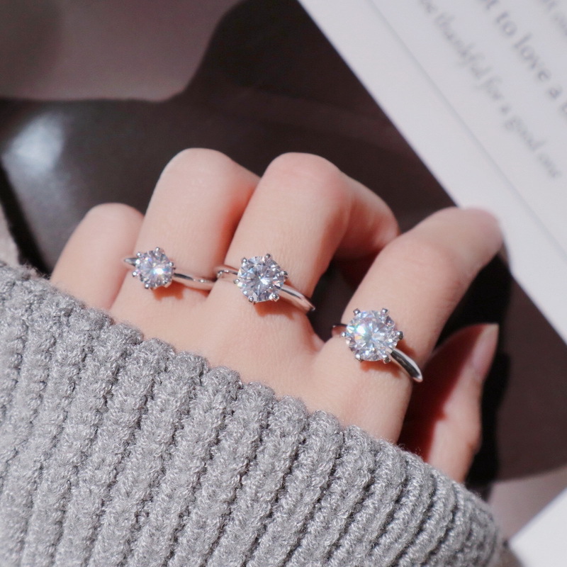 S925 Sterling Silver Eight Hearts, Eight Arrows and Six Grabbing Rings, High-End Simple Simulated Diamond Proposal Rings 1-3 Carat Classic Diamond Rings