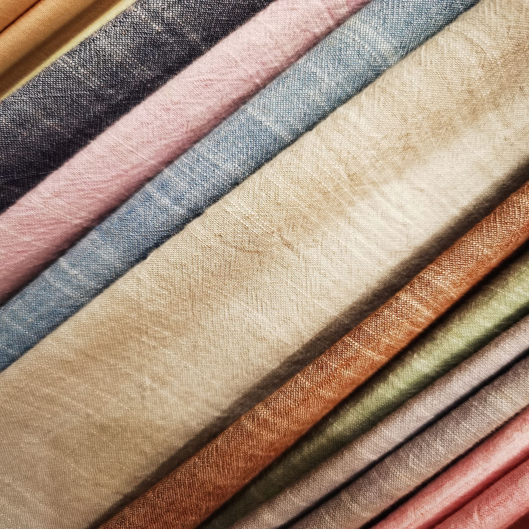 Cotton and linen fabric 21 pts sand wash slub cotton and linen texture wide fabric water blue crepe bedding fabric fabric wholesale