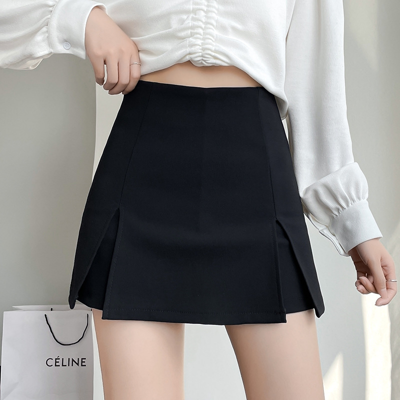 Spring and Summer Black All-match Skirt Women's Split Pants Skirt 2022 New Fashion High Waist Slim A- line Short Skirt
