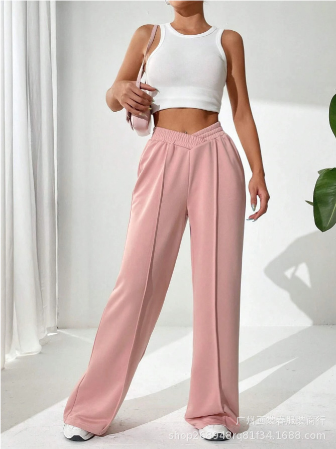 Picture of 2023 AliExpress Cross-border Women's Loose Casual Pants Comfortable Home Pants Solid Color Casual Wide Leg Sports Pants