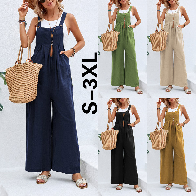 Amazon selling ebay independent station wish European and American women's clothing explosions solid color casual suspenders for women