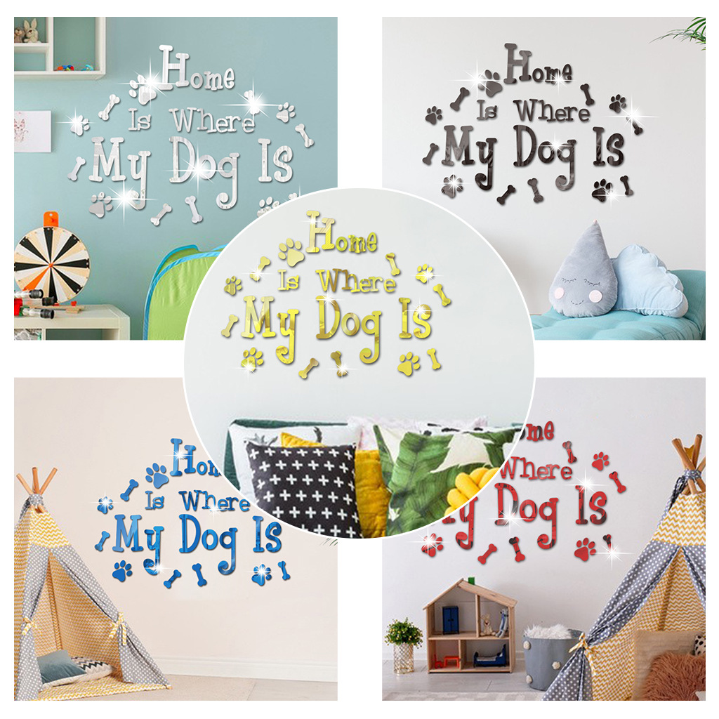 Dog Bone acrylic mirror stickers letter Mirror stickers SM248 dog footprints letters matching wall stickers wholesale