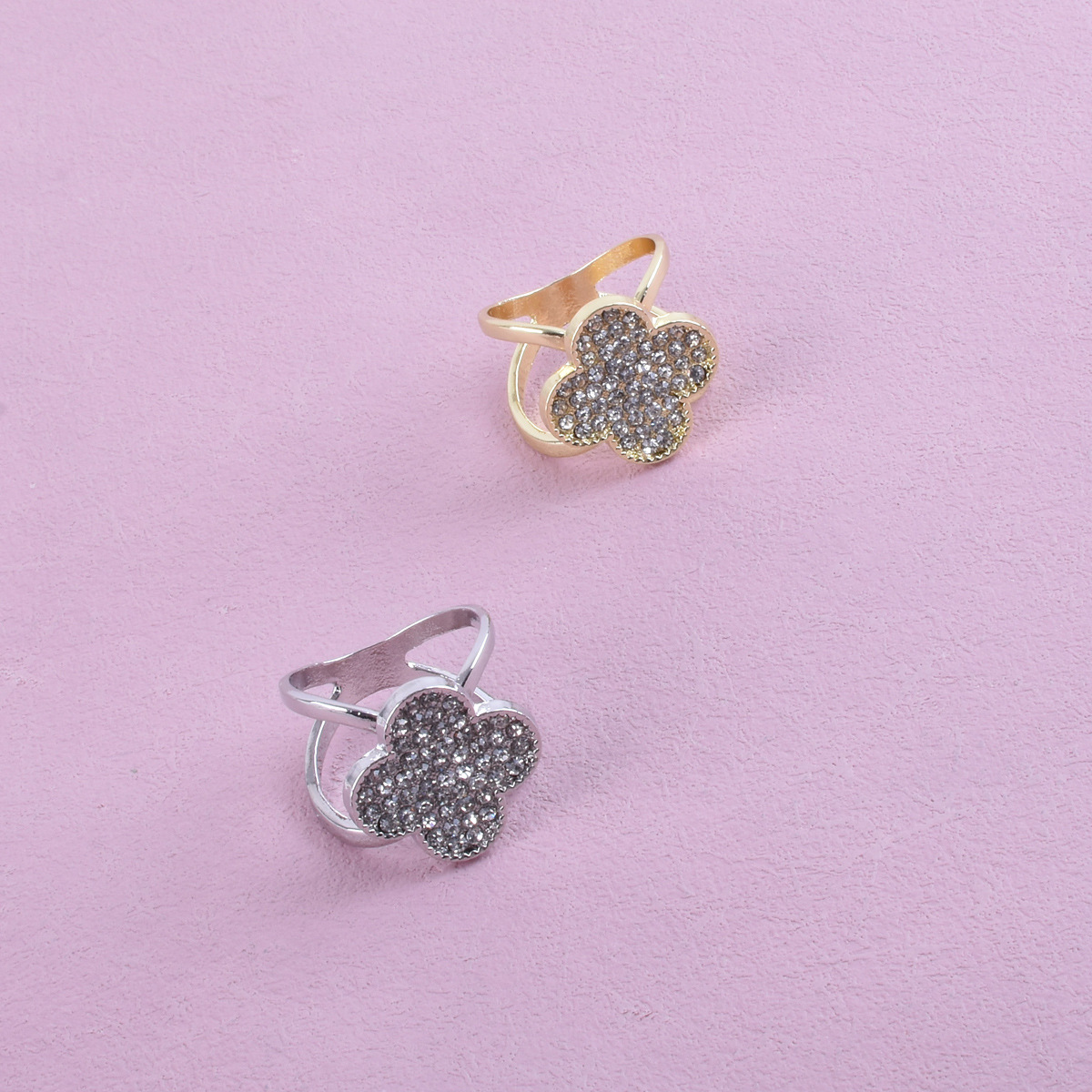Niemann Korean Fashion Eco-Friendly Alloy Flower Brooch Fashion Rhinestone Four-Leaf Clover Three-Ring Scarf Buckle New Style