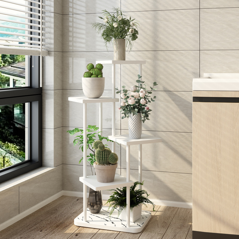 Scandinavian Iron Living Room Multi-Layer Flower Stand Indoor Home Balcony Decorative Storage Rack Simple Style Flower Pot Hanging Rack Pothos