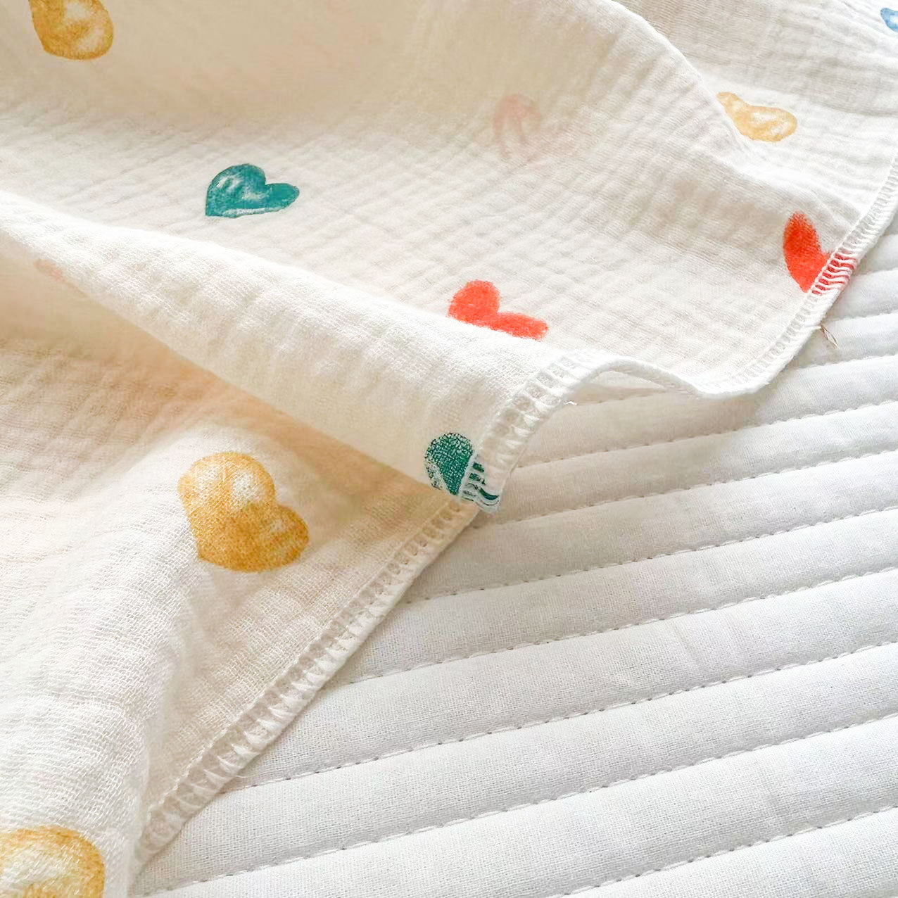 Picture of 2-layer cotton gauze delivery room single-layer double-layer printed wrinkled gauze baby home clothes saliva towel quilt blanket bath towel