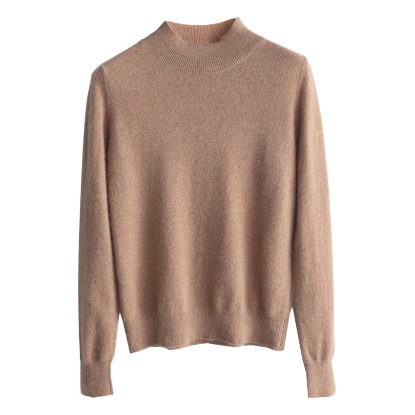 Wholesale 2024 autumn and winter new wool women's semi-high collar base sweater solid color sweater women's plus size