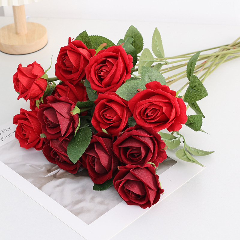 Picture of Cross-Border Supply Velvet Rose Home Decoration Wedding Bouquet Gothic Halloween Black Rose Simulated Rose