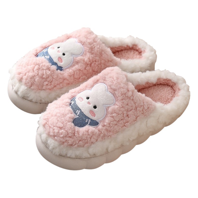 Cotton slippers women's winter indoor home plush anti-slip thermal household soft bottom cotton slippers men's autumn and winter