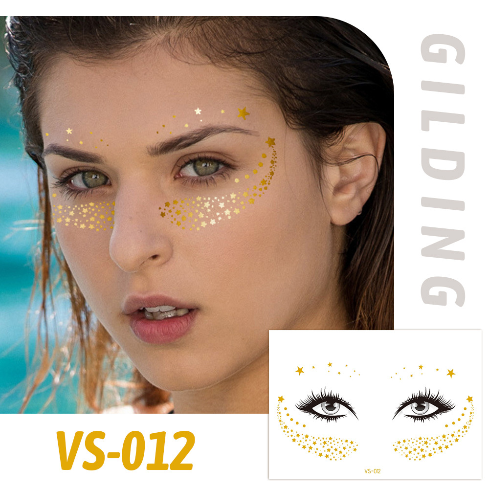 Picture of Cross-border Supply Waterproof Bronzing Electric Syllable Tattoo Sticker European and American Carnival Party Face Sticker Masquerade Freckles