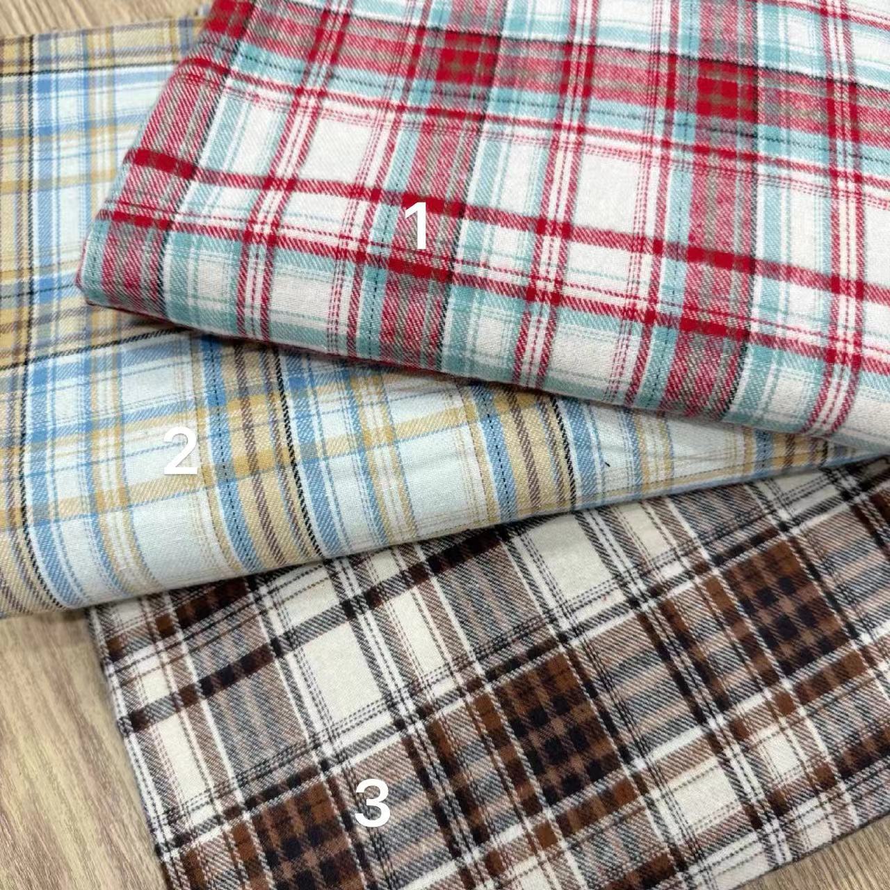 Double Scrusted Cotton Plaid Yarn-dyed Flannel Plaid Fabric Shirt Pants Craft Cloth Home Wear Fabric