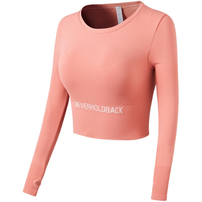 With Chest Pad Tight Sports Top New Personality Letter Slim Fitness Long Sleeve Elastic Quick-drying Breathable Yoga Clothes for Women