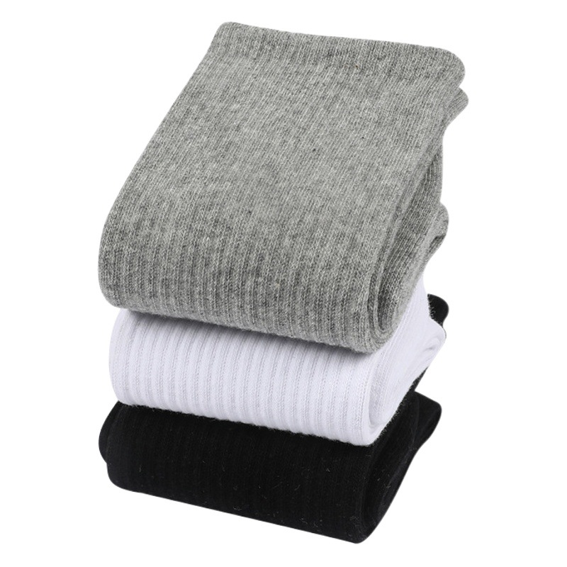 Ins Classic Black and White Grey Long Socks Cotton Men and Women Couple Long Barrel Basketball Sports Socks Men's Solid Color Mid-tube Socks