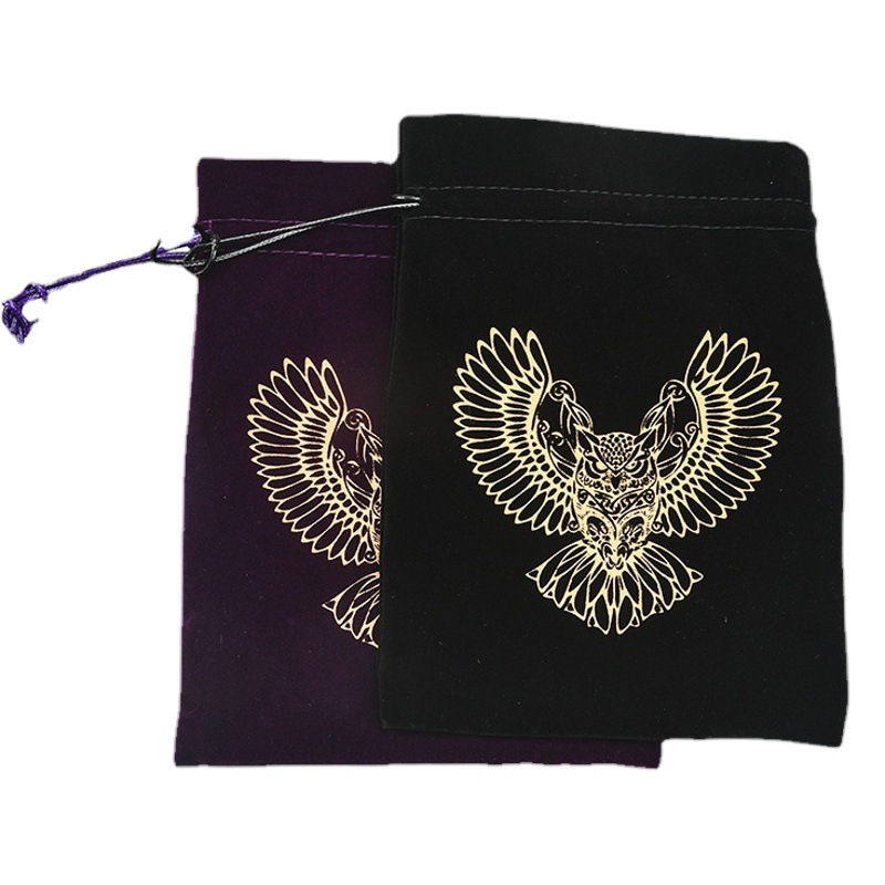 13x 18 Tree of Life Plain Card Bag Small Objects Jewelry Crystal Storage Bag Owl Cloth Bag Black