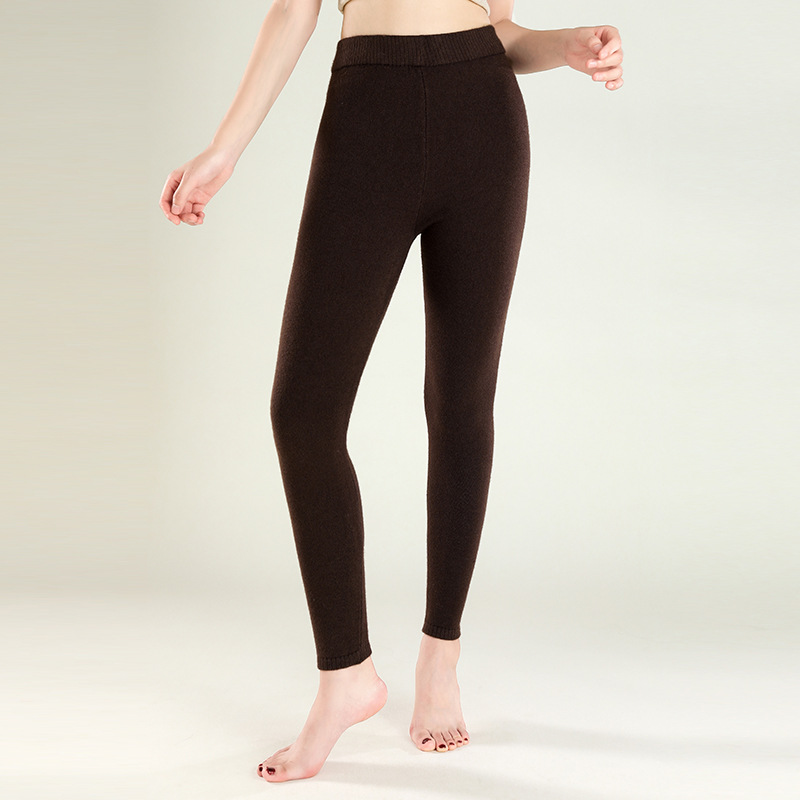 Picture of Women's Autumn and Winter Seamless Thermal Knit Leggings Non-Wool Thickened Inner Knit Pants Four-Way Pants