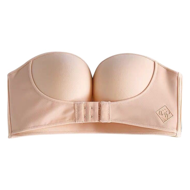 Qq Sugar Underwear Women's Shoulder-free Steel Ring Invisible Non-slip Strapless Underwear Women's Front Button Push-up Adjustable Bra
