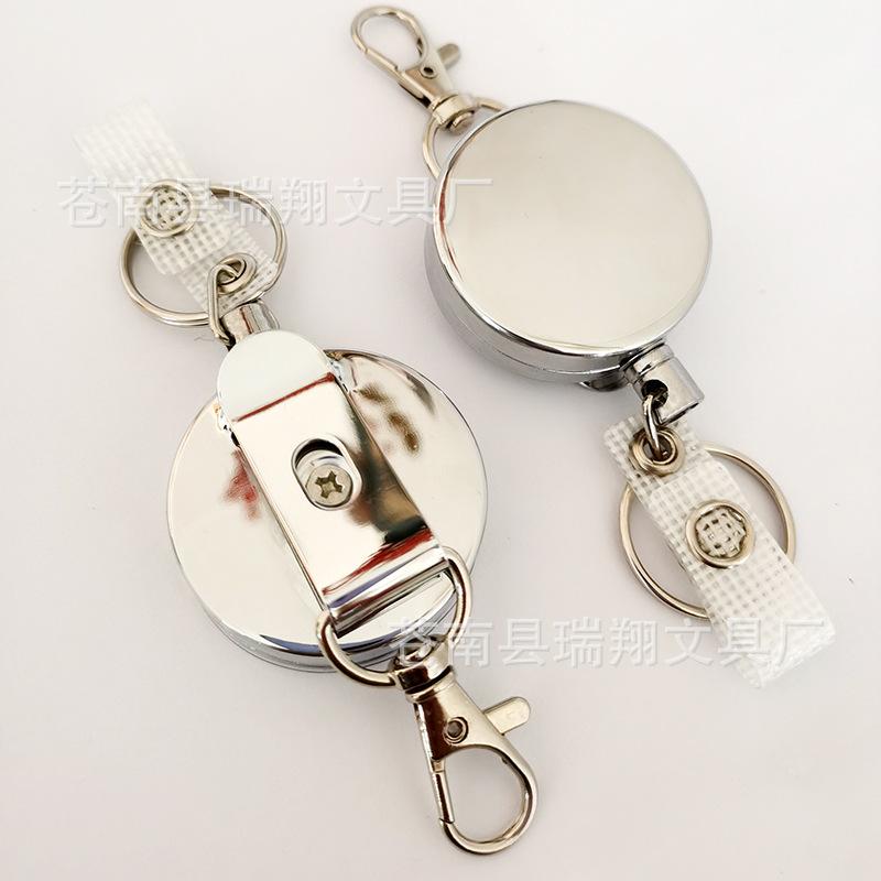 4cm all-metal easy-pull buckle wire rope anti-theft anti-lost telescopic buckle key anti-lost telescopic wire rope