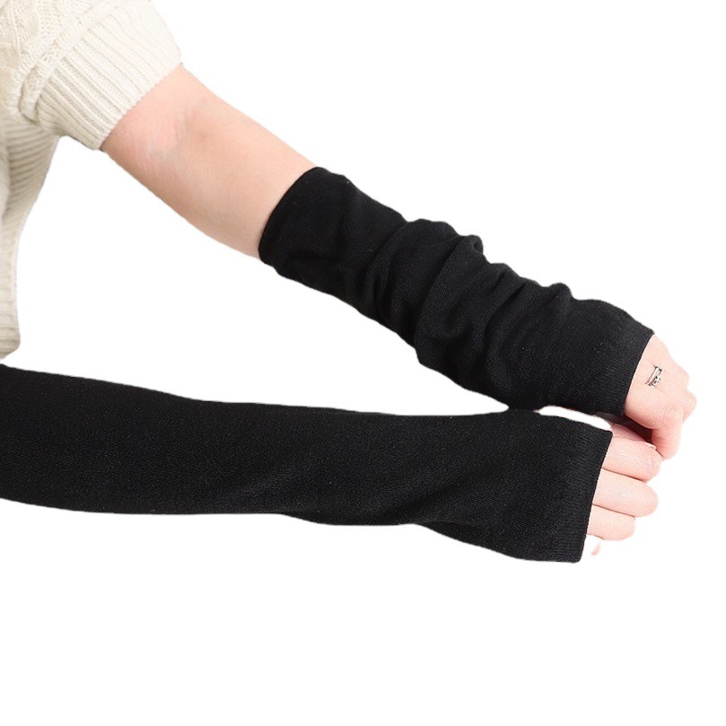Korean Style Women's Gloves Half-Finger Gloves Women's Winter Cute Autumn and Winter Long Gloves Arm Covers Fingerless Woolen Gloves