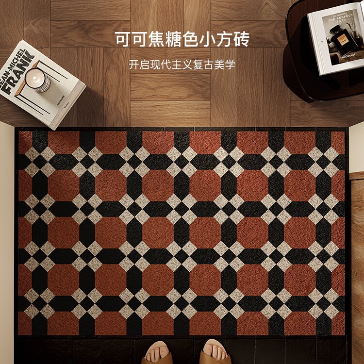 American Style Retro Entrance Mat Doorway Dirty Resistant Clipping Entrance Mat Doorway Anti-Slip Mat Entrance Mud Scraping Silk Ring Mat