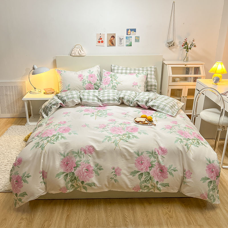 Picture of Nantong bed four-piece cotton sheet Nordic style 100 cotton four-piece set three-piece set Wholesale