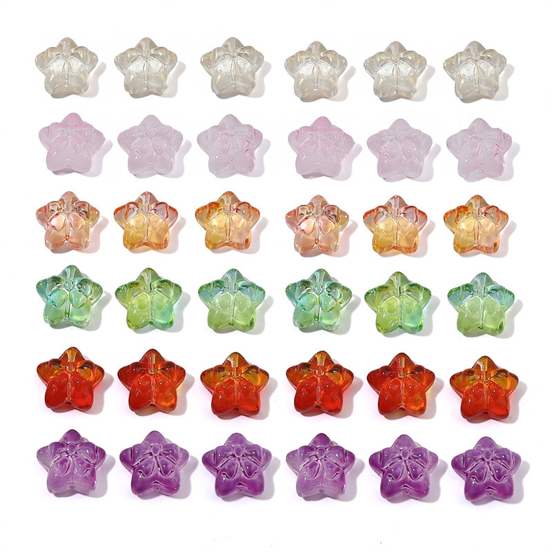 Picture of colored glass five-pointed star bow beads loose beads handmade diy three-dimensional jelly beaded bracelet jewelry accessories