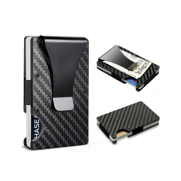 Picture of Carbon Fiber Men's Card Holder Carbon Fiber Wallet Wallet Men's Wallet Stainless Steel Card Clip Wallet