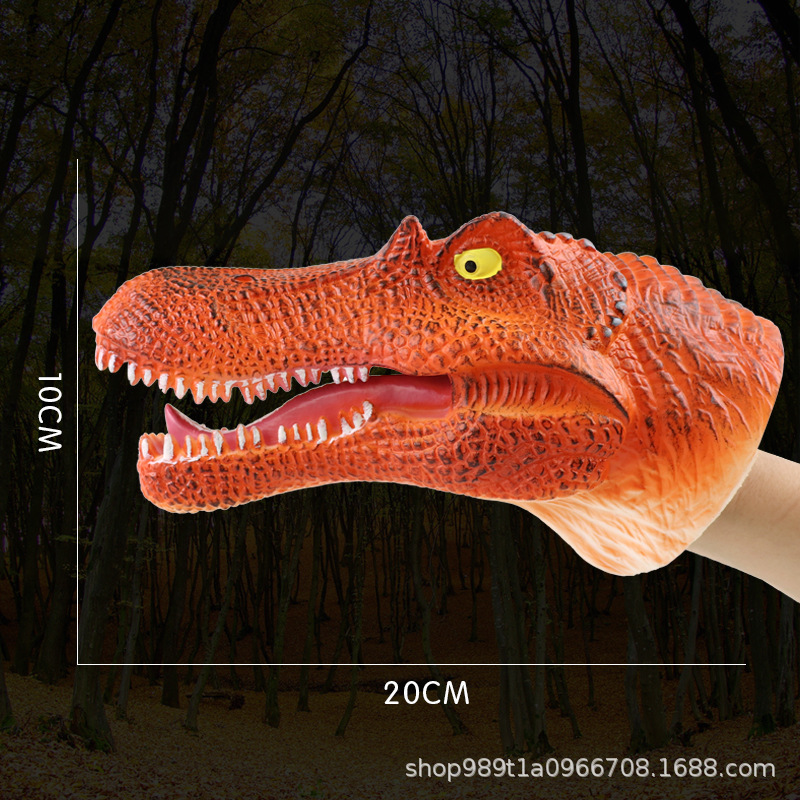 Picture of Dinosaur Hand Doll Gloves Soft Glue Tyrannosaurus Rex Triceratops Shark Simulation Animal Model Stall Shark Arm Toy Cross Border