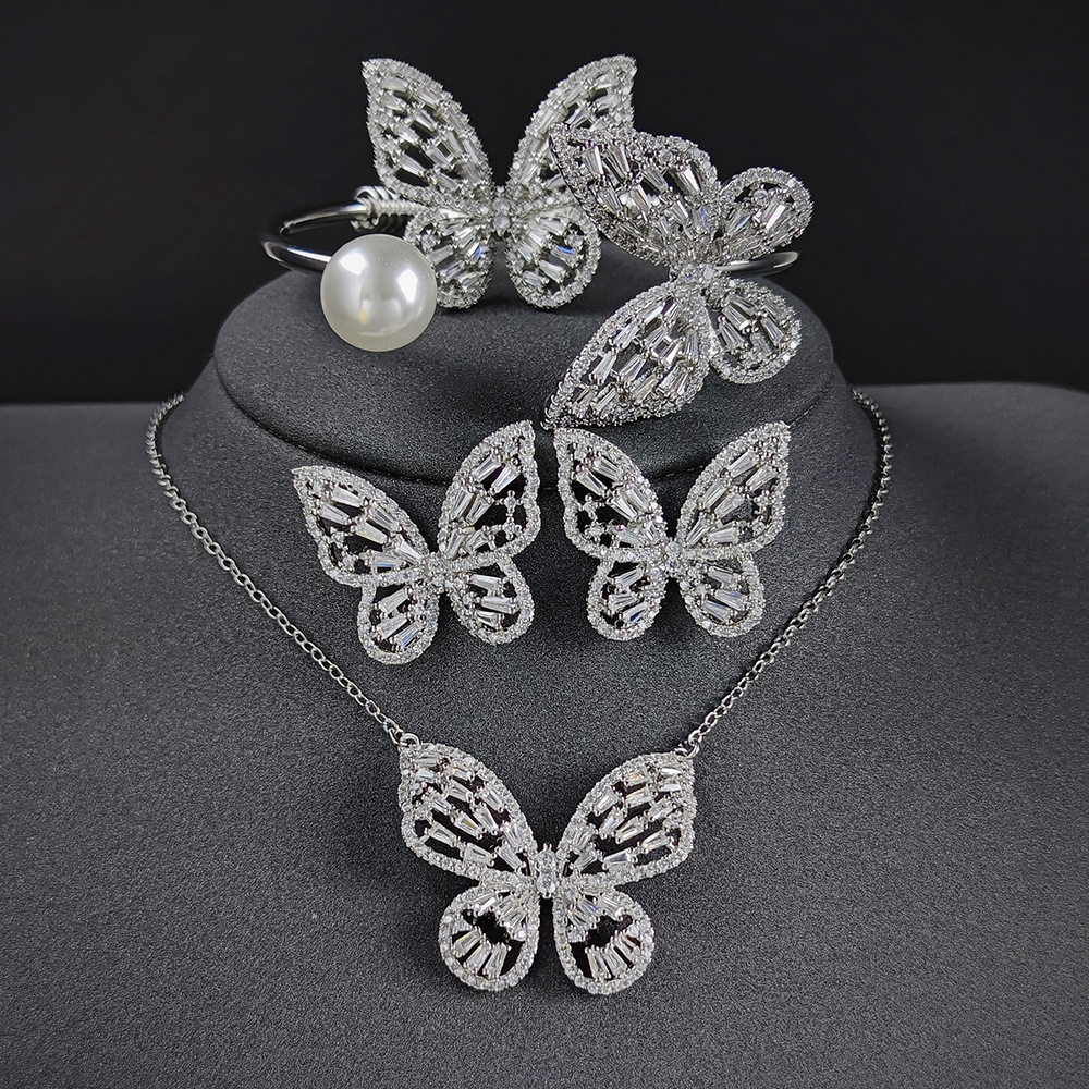 jewelry set fashion butterfly four-piece niche s6272-r7146-e6092-x6092