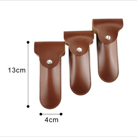 Spot Pu Leather Razor Cover Old-Fashioned Manual Razor Storage Cover Travel Portable Razor Protective Leather Cover