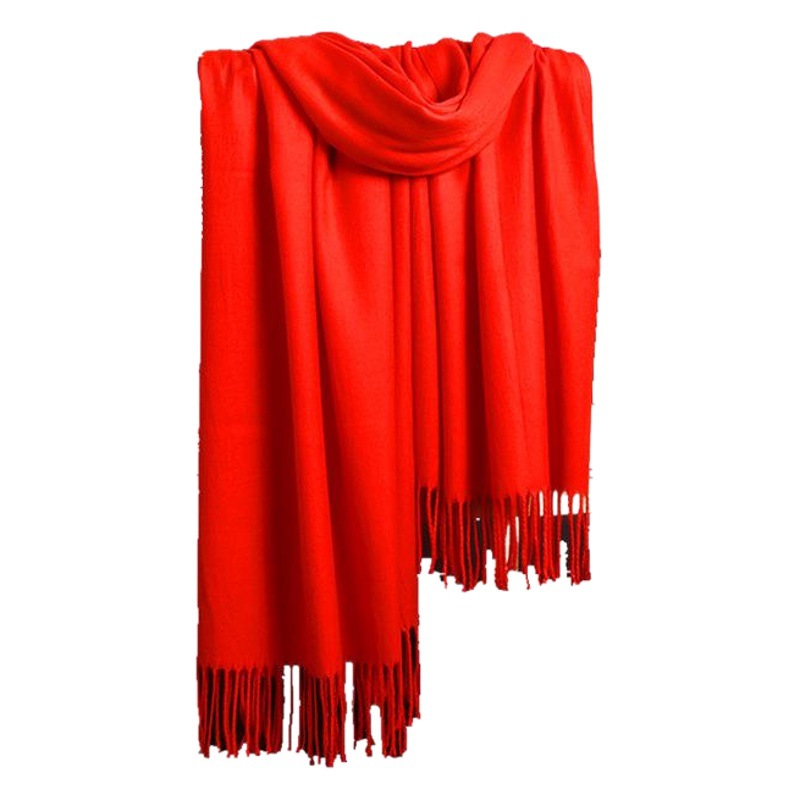 Cashmere Scarf 2023 New Autumn and Winter Solid Color Thick Warm Student Gift Scarf All-match Tassel Long Shawl