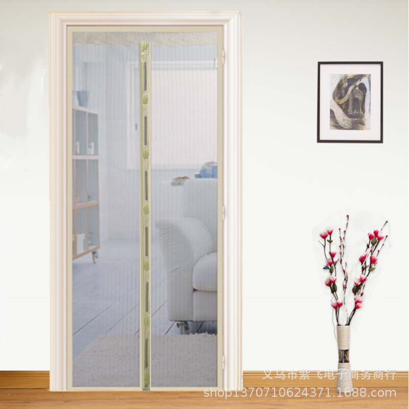 Picture of New Simple Stripesd Pure Color Anti-Mosquito Door Curtain Magnetic Soft Gauze Door Curtain No Punching Bedroom Living Room Anti-Fly Ventilation Curtain