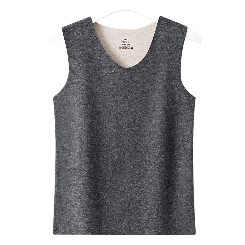 Thermal vest men's fleece-lined thick cashmere silk velvet thermal underwear sleeveless vest constant temperature bottoming shirt autumn and winter