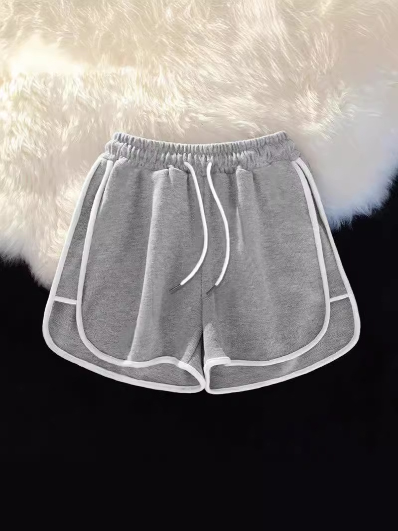 Grey Shorts Women's Casual Sports Pants Hot Pants Sports Shorts Women's Summer Loose Wide-leg Pants with Loose Waist
