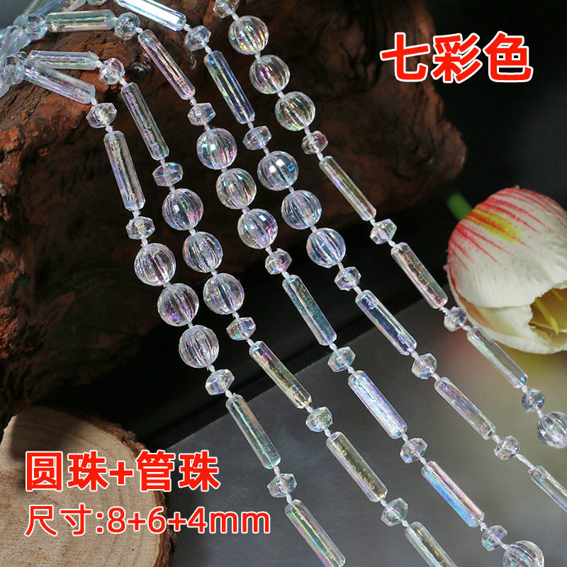 Picture of Acrylic Imitation Crystal Bead Curtain Living Room Decorative Transparent Line Curtain Bead Chain Ceiling Window Curtain Wedding Decoration
