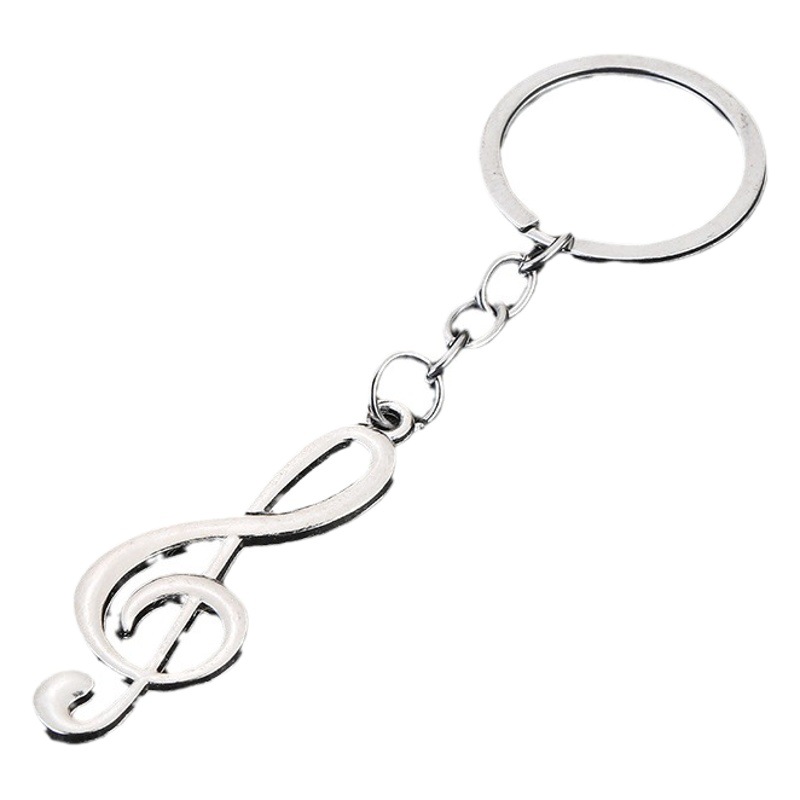 Creative and Practical Gift Personality Note Metal Keychain Advertising Small Pendant Music Symbol Key Ring Chain Ring Hanging