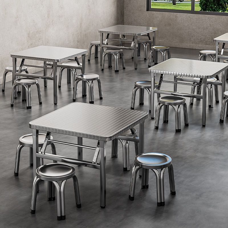 Extra thick stainless steel folding table square field rental room canteen table portable learning writing stall table