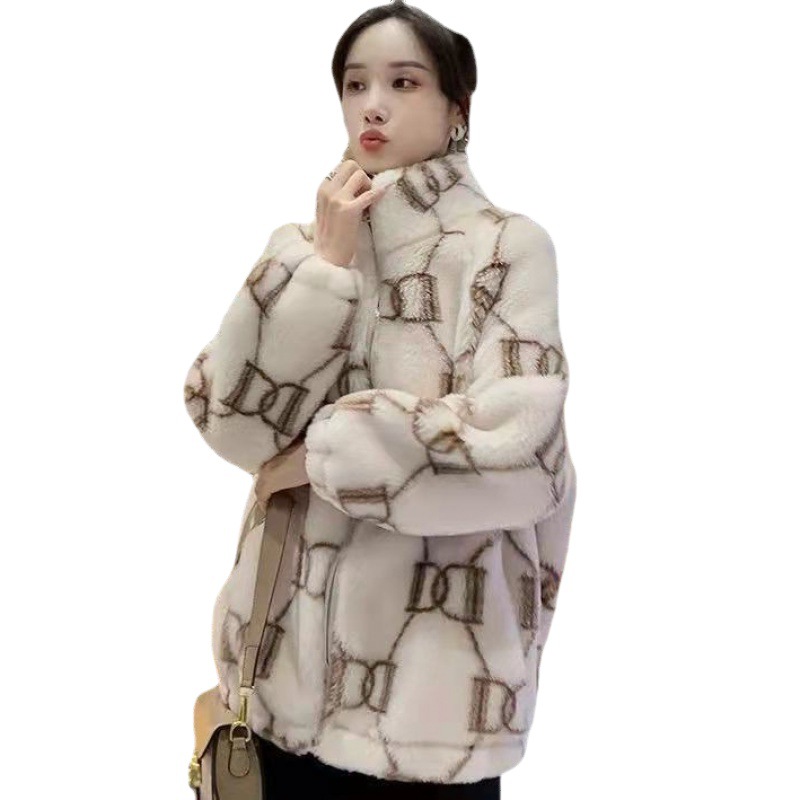 Picture of Lamb wool coat for women 2023 new Korean style outdoor wear winter loose all-matching cotton and thickening cashmere fashion coat