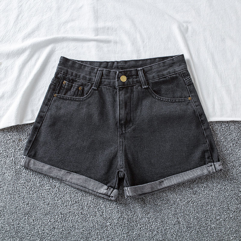 Cross-border Denim Shorts Women's 2024 Summer New Slim-fit Slim-fit Leg Long All-match A- word White Shorts Black