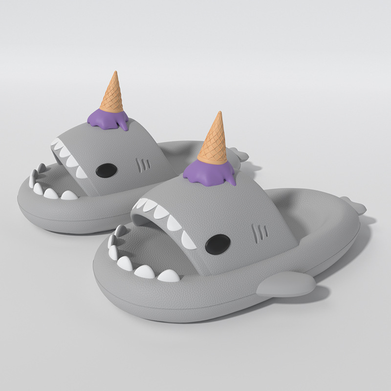 Picture of New Style Lantern Fish Shark Slippers Female Couple Indoor and Outdoor Thick Slippers Female Slip-on Feeling Soft Sole Home Sandals for Men