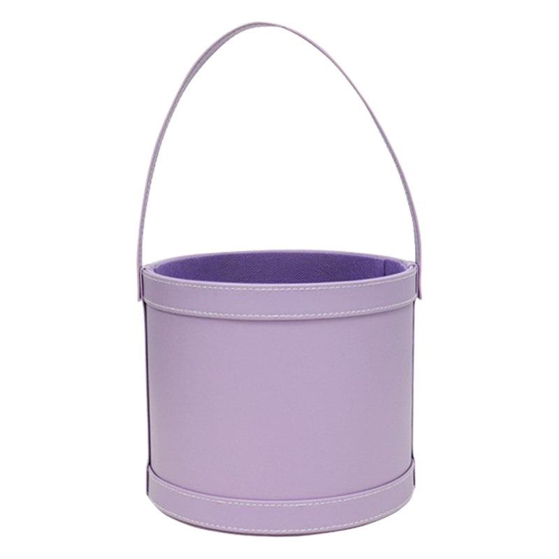 In stock wholesale customized Valentine's Day wedding bridesmaid hand gift portable leather purple round flower hug bucket